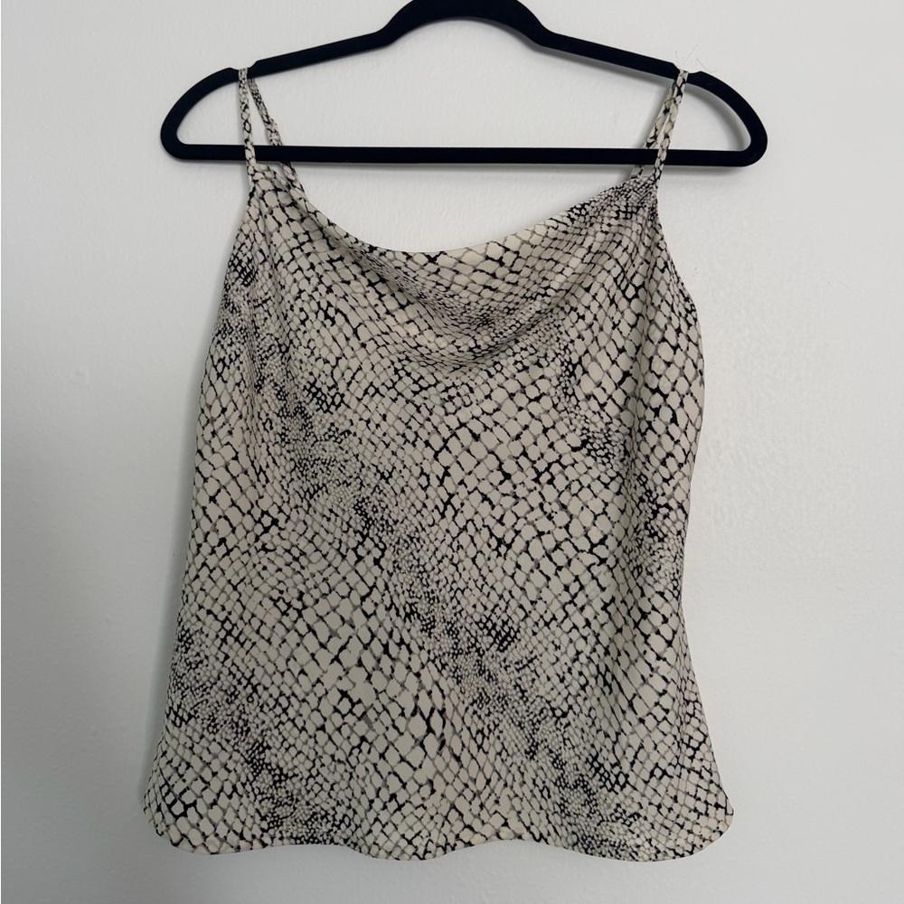 Banana Republic Beige and Black Snake-Print Cowl Neck Camisole